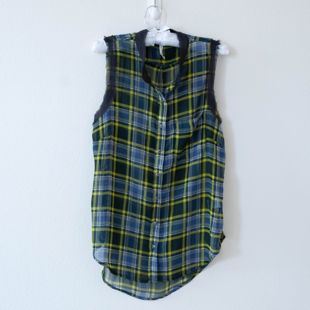 Nordstrom Willow & Clay Black Blue Chiffon Shirt